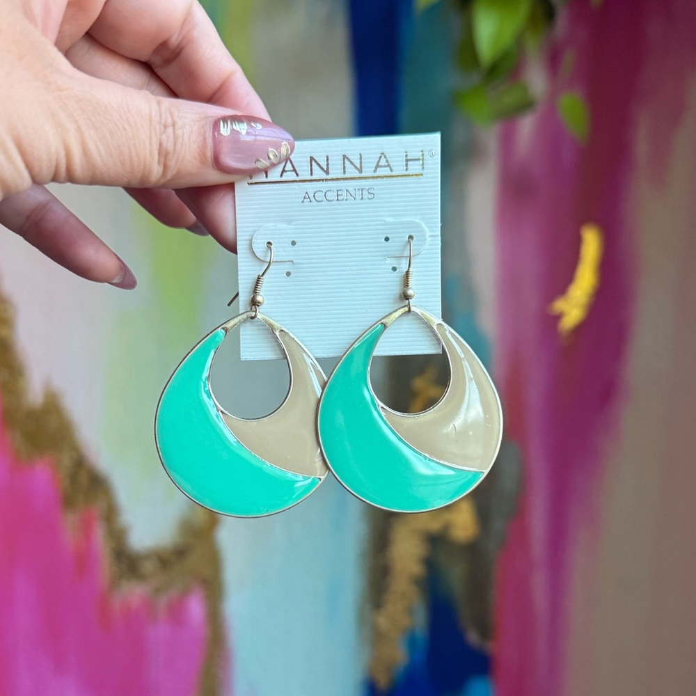 Hannah | Teal & Tan Drop Earrings | J2